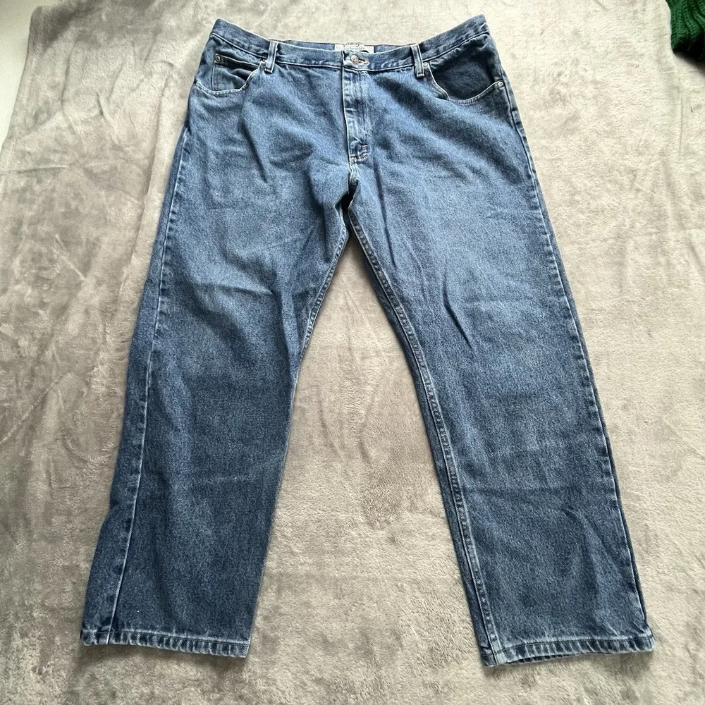 WRANGLER Authentics 42x30 Denim Blue Jeans Dark Rinse ZM200SD Wash